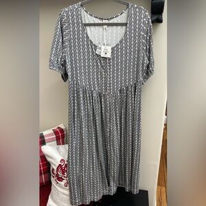 NWT Kate Quinn Bamboo Women’s Nautical Rope B/W Print Dress Sz L